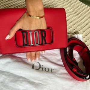 Red Matte Dior Revolution bag with strap, sleeper & bag